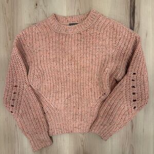 J Crew Point Sur Wool Blend Crew Neck Chunky Knit Sweater Pink XS